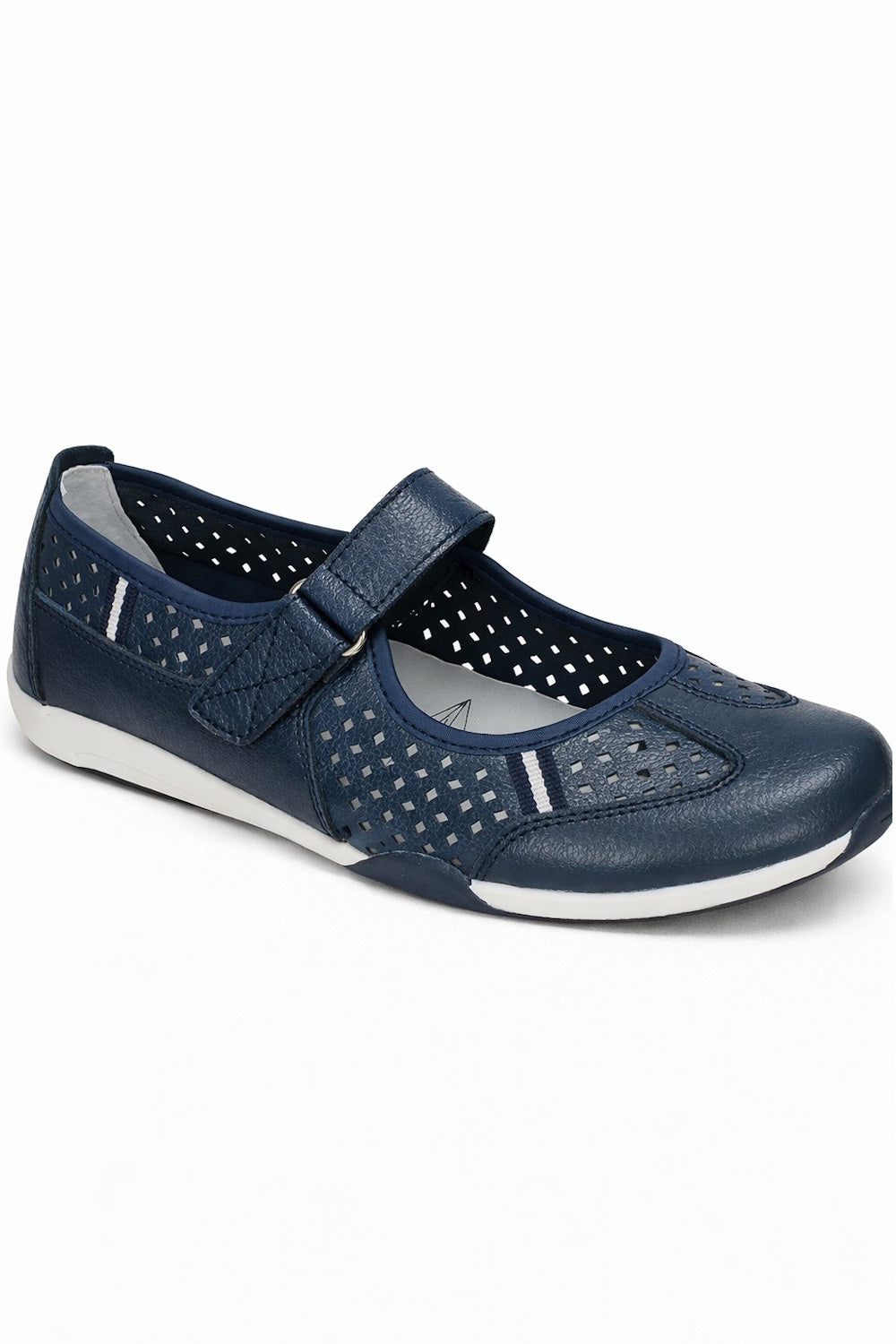 Leather Touch Fastening Perforated Comfort Shoe