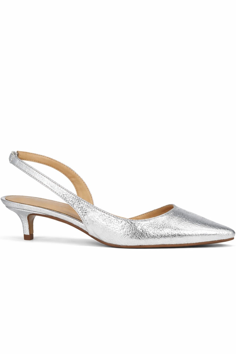 Pointed Toe Slingback Kitten Heel Court Shoe