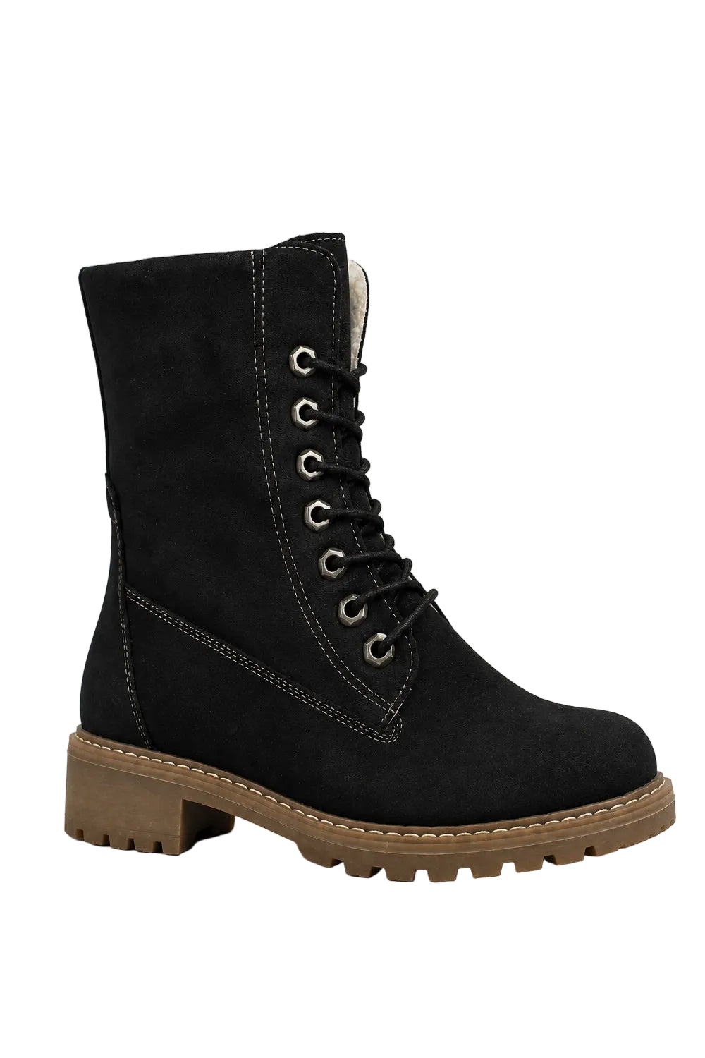 Women Lace-Up Ankle Boots Black