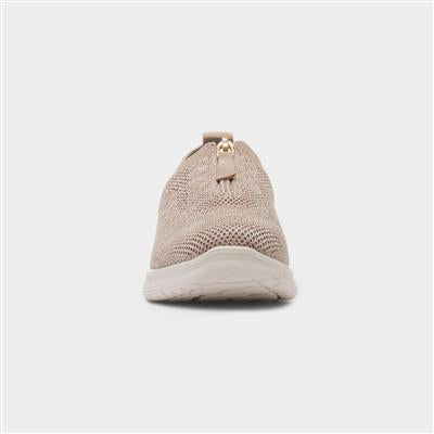 Cushion Walk Womens Ruth Zip Up Shoe - Beige