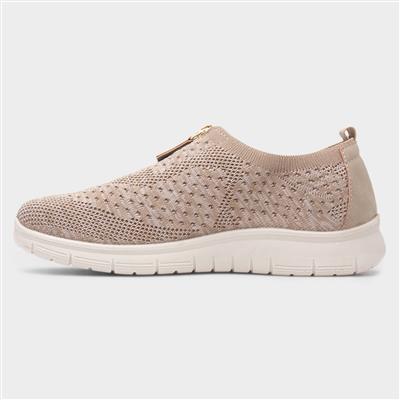 Cushion Walk Womens Ruth Zip Up Shoe - Beige