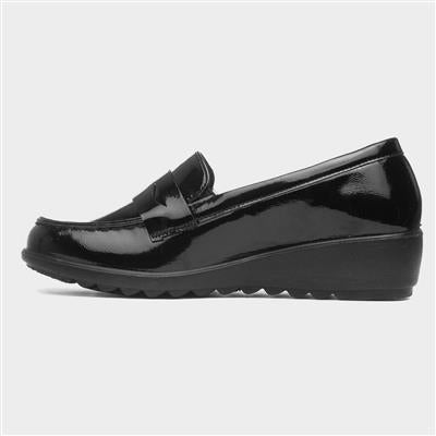 Cushion Walk Sally Womens Black Patent Wedge Shoe