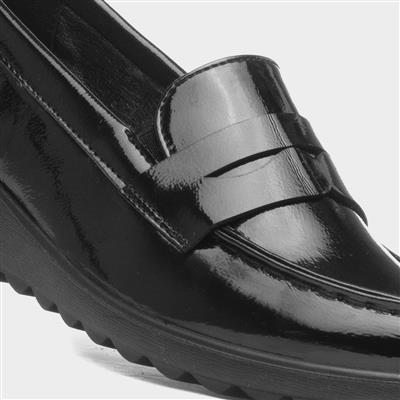 Cushion Walk Sally Womens Black Patent Wedge Shoe
