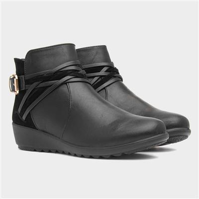Cushion Walk Womens Norma Wedge Ankle Boot - Black
