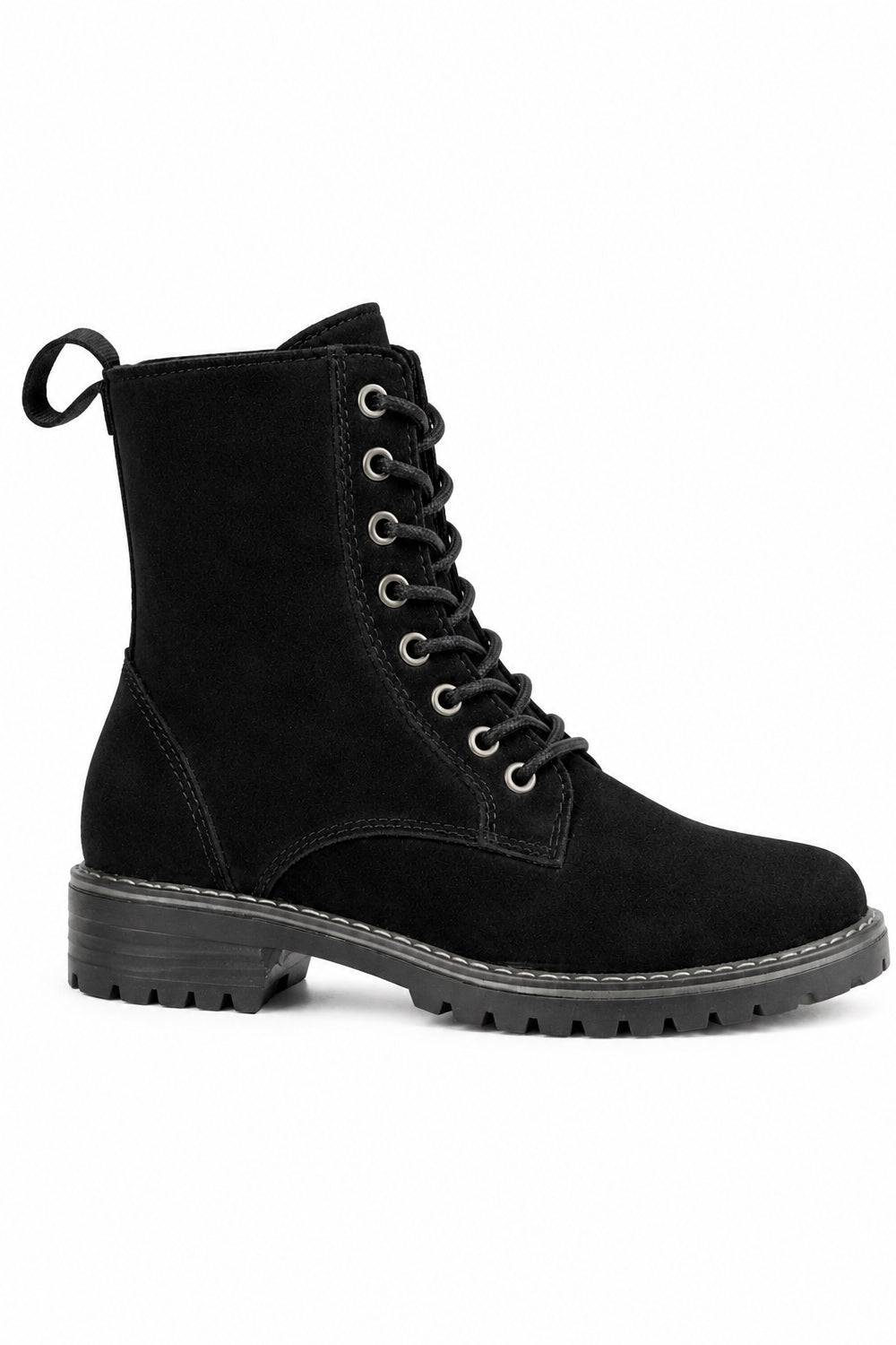 Lace-Up Suede Ankle Boot