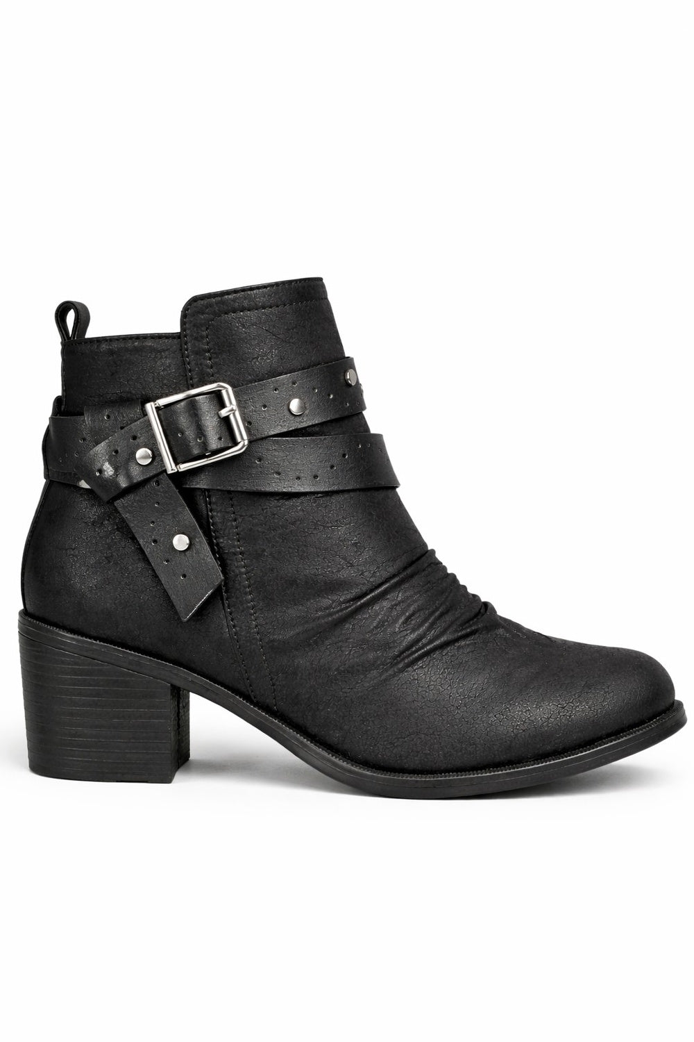 Ankle Boot with Chunky Heel and Buckle Strap