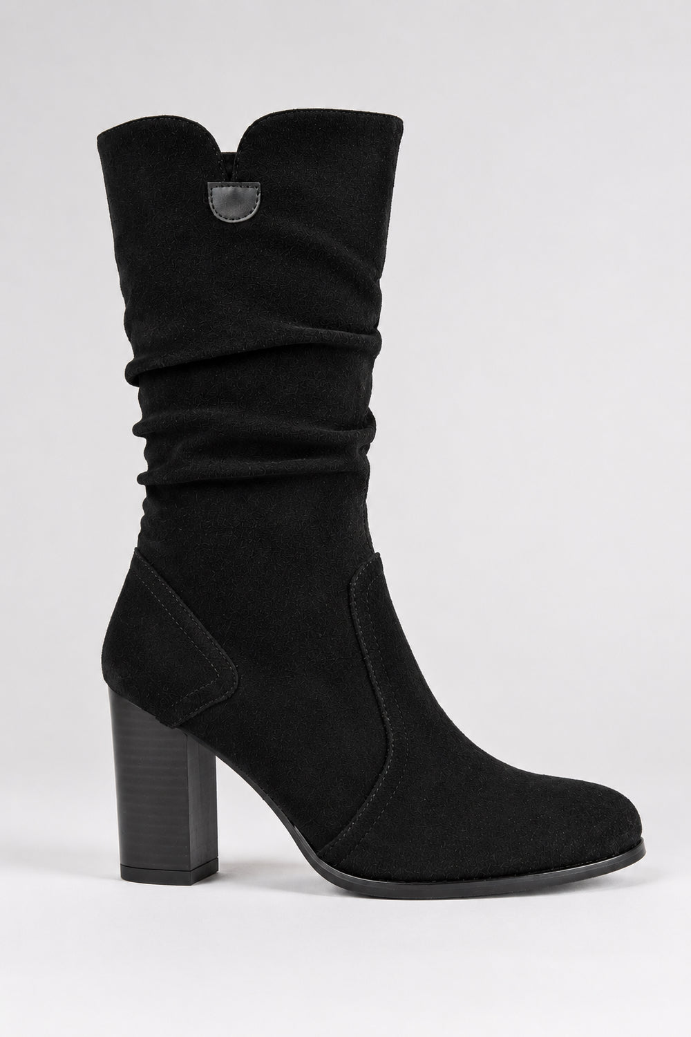 Suedette Mid-Calf Block Heel Boots