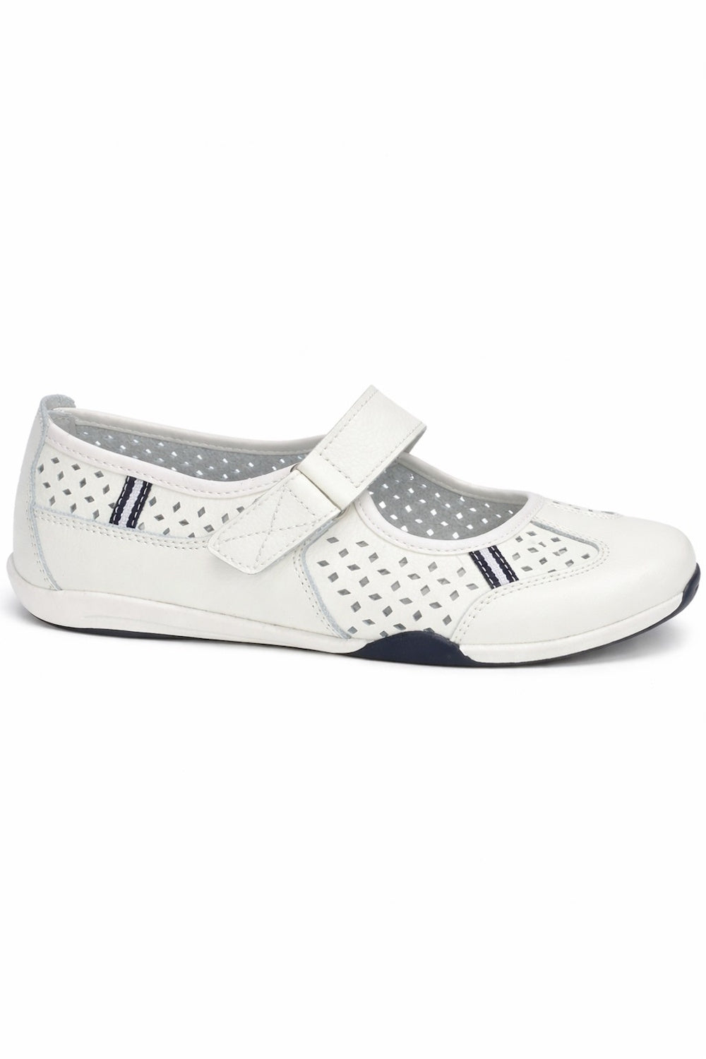 Leather Touch Fastening Perforated Comfort Shoe