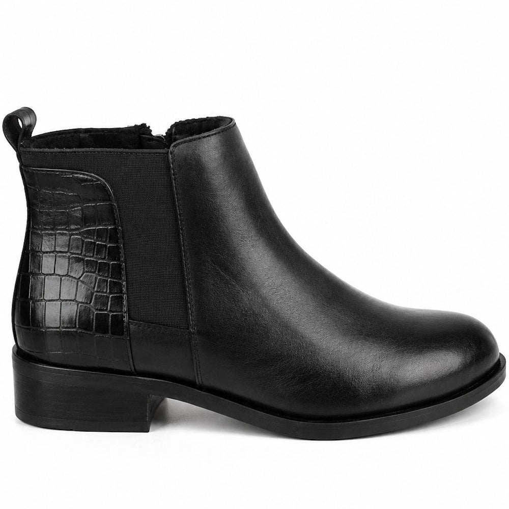 Leather Chelsea Ankle Boot with Textured Heel Panel