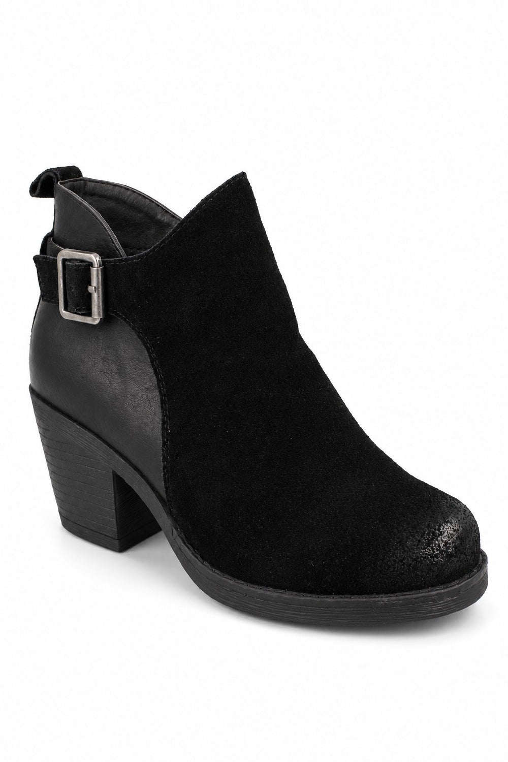 Ankle Boot with Block Heel and Buckle Detail