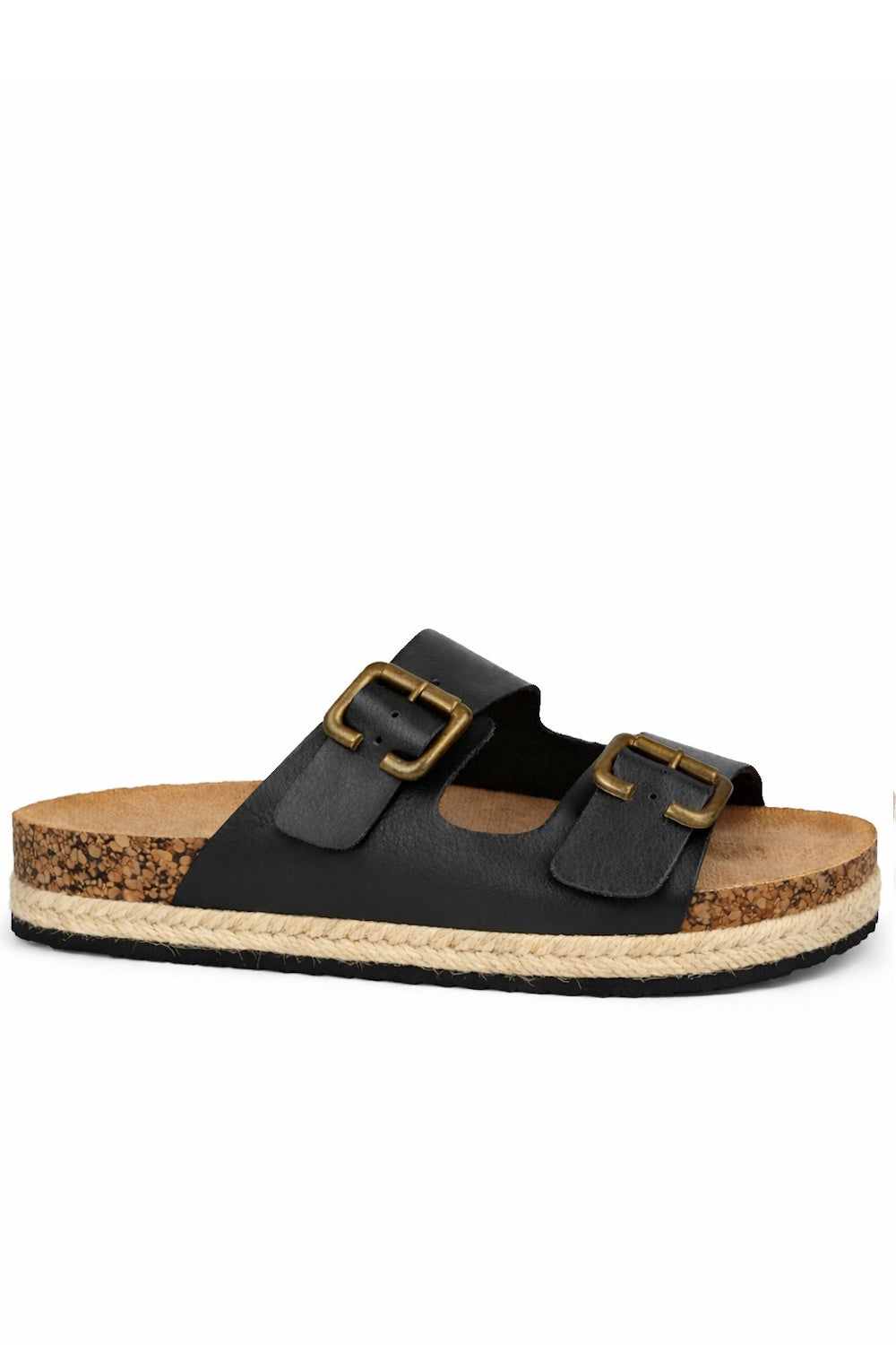 Adjustable Buckle Footbed Sandals with Cushioned Cork Sole