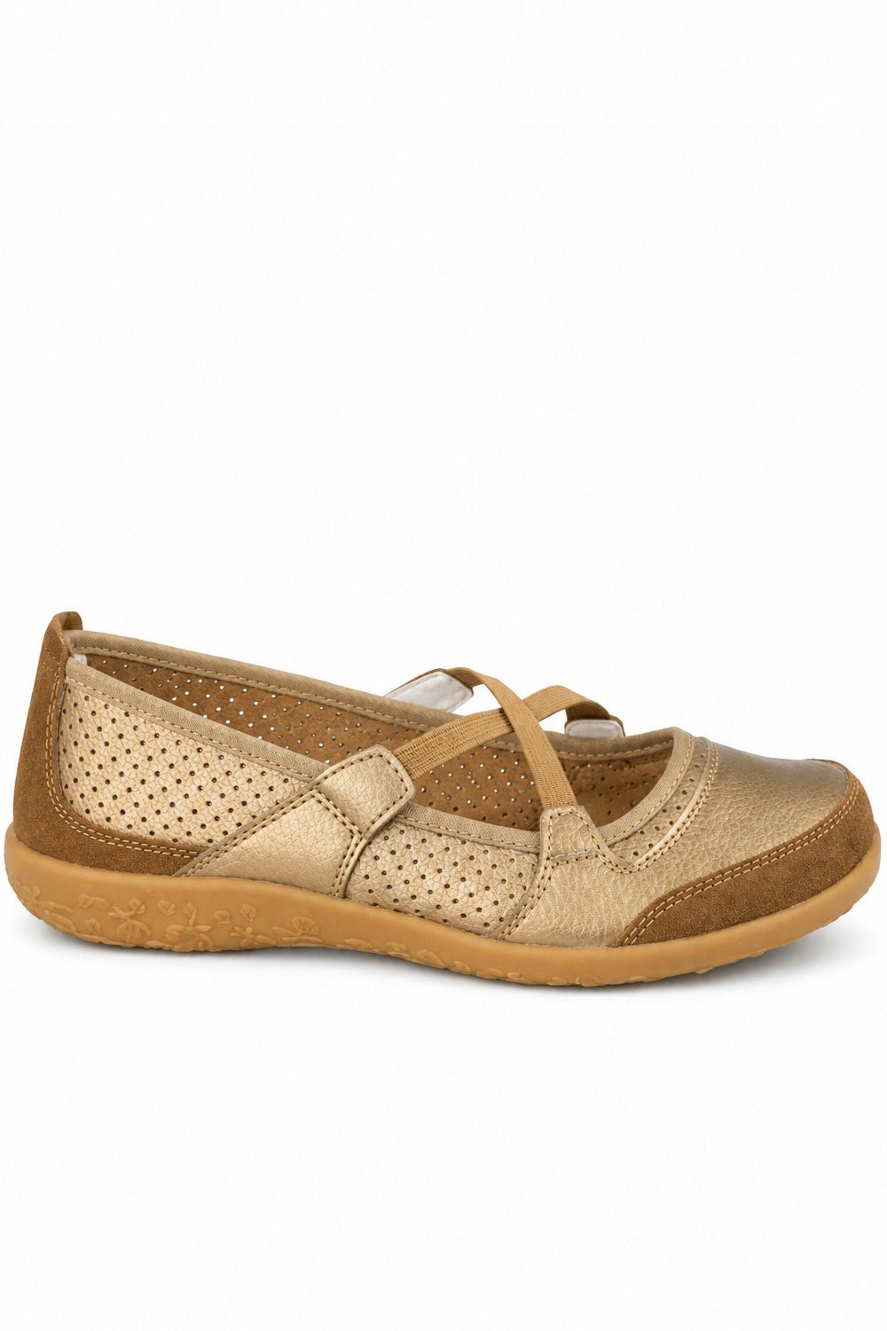 Leather Elastic Cross Strap Comfort Pumps with Flexible Sole