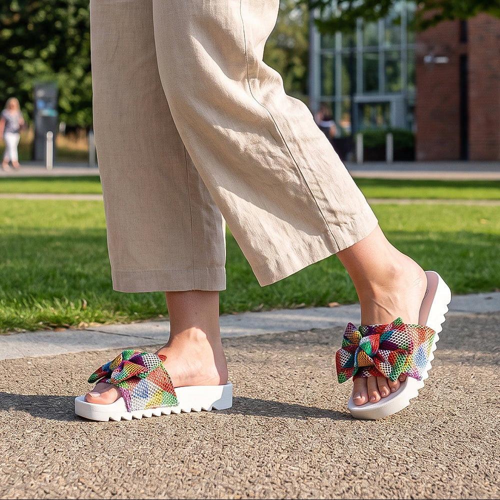 Oversized Bow Platform Slider Sandals