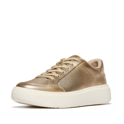 FitFlop RTG Metallic-Leather Trainers - Platino