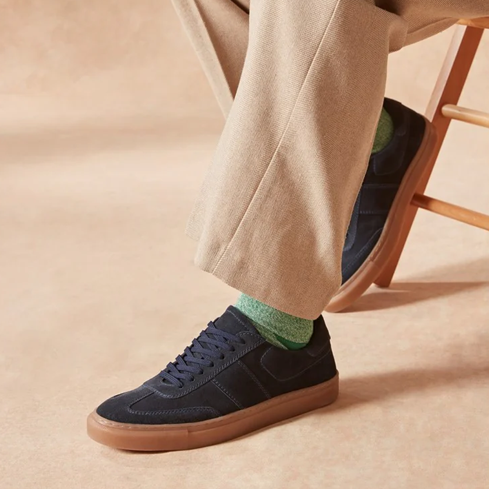 Hush Puppies Men Suede Riley Trainers - Navy