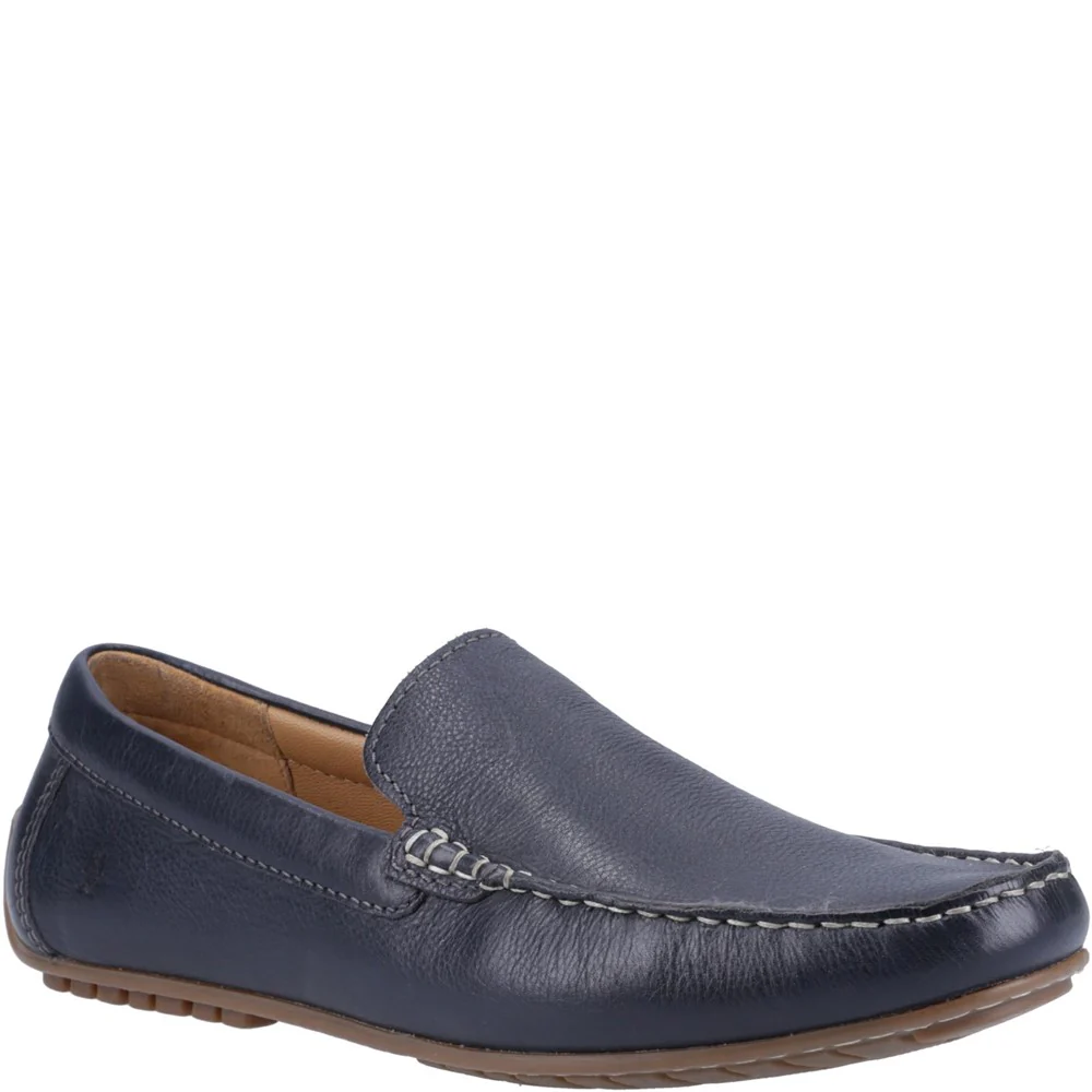 Hush Puppies Men Leather Ralph Slip On Shoes - Navy