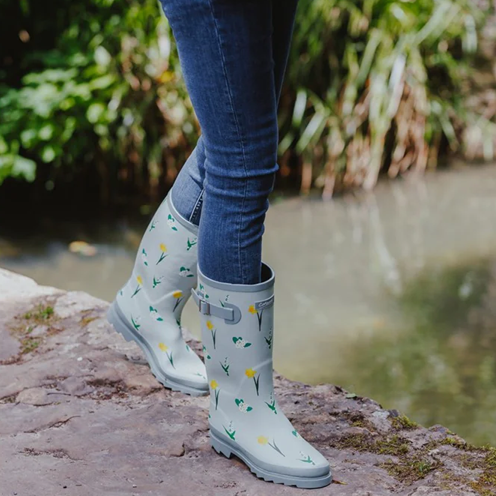 Cotswold Women Wildflower Tall Wellingtons - Mint