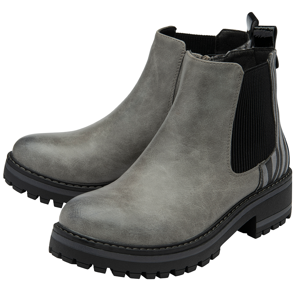 Lotus Prescott Ankle Boots - Grey & Zebra-Print