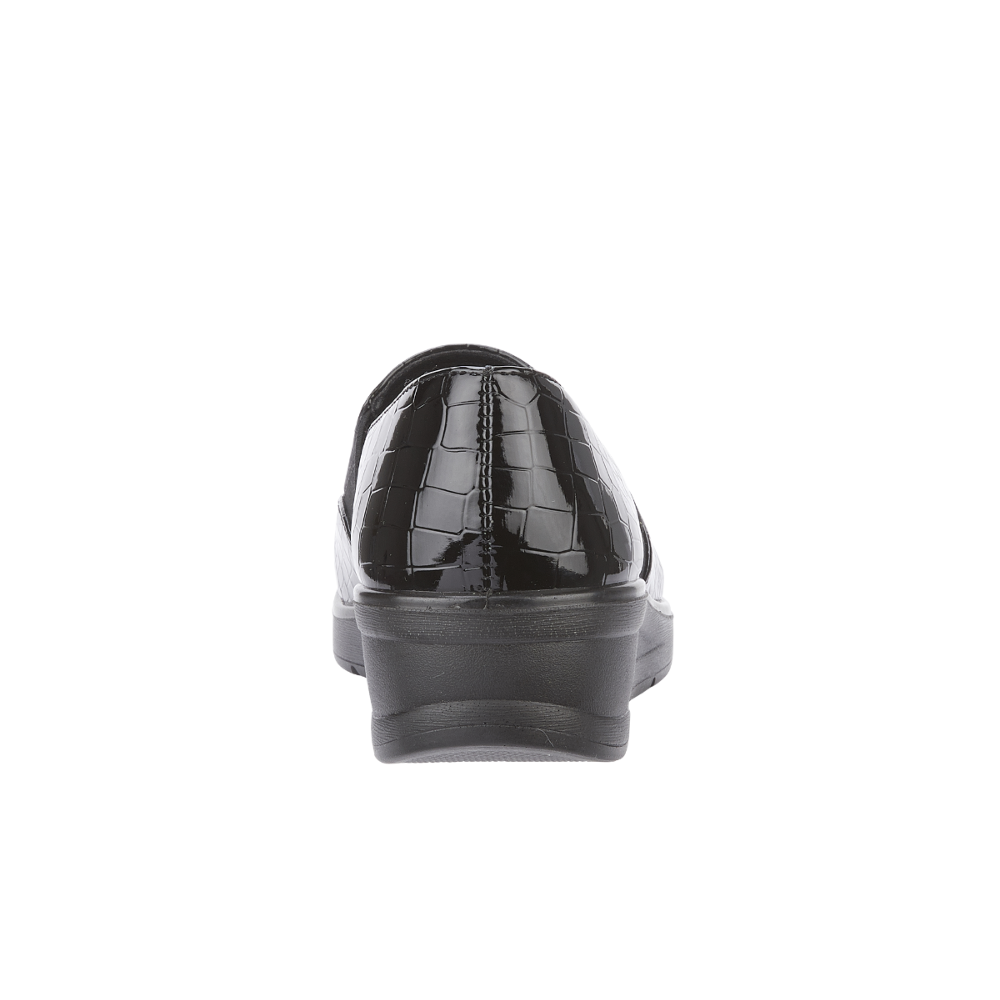 Womens Patent Slip-On Extra Comfort Shoe – Black