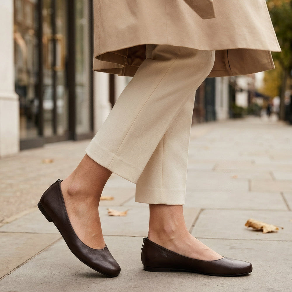 Women's Classic Leather Ballet Pumps – Flexible Flat Sole