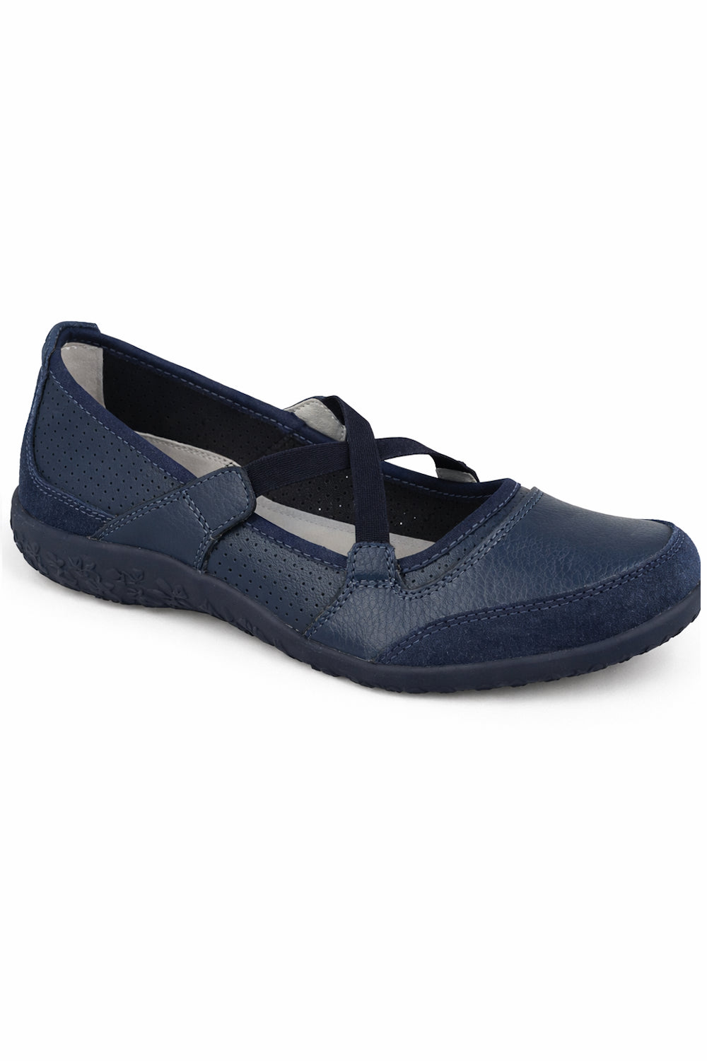 Leather Elastic Cross Strap Comfort Pumps with Flexible Sole