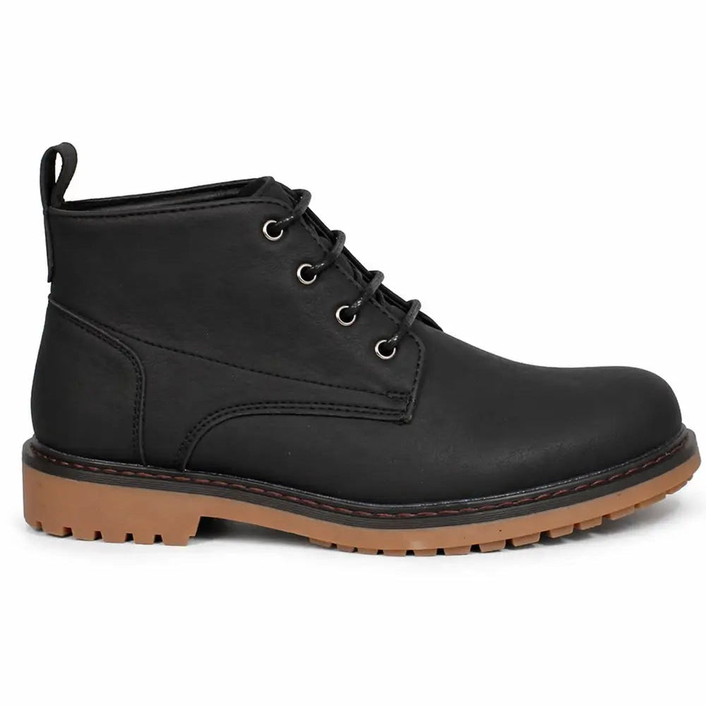 Men's Lace-Up Ankle Boots with Cleated Sole