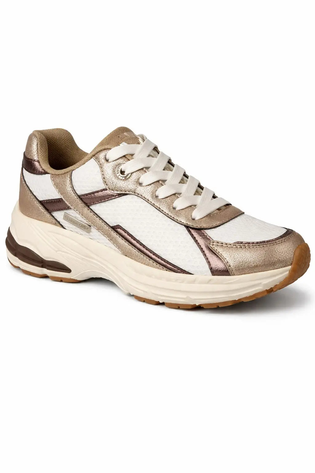 ELLE SPORT Chunky Sole Lace Up Trainers with Metallic Panel Detail