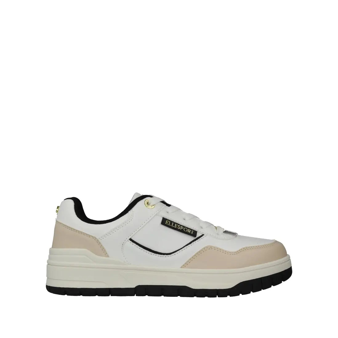 ELLE SPORT Chunky White Trainer with Beige Accents