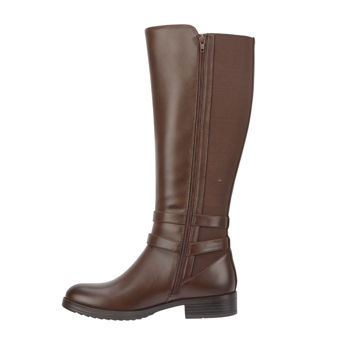 Women Knee High Buckle Boot - Brown