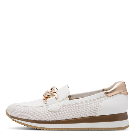 Jana Softline Chunky Slip On Women Shoes - White/Rose Gold