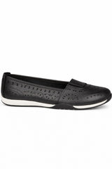 Leather Slip On Laser Cut Comfort Shoe