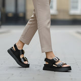 Chunky Strap Sandal with Gold Buckle Detail