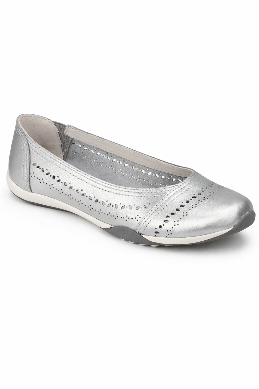 Leather Perforated Comfort Ballet Flat with Cushioned Insole