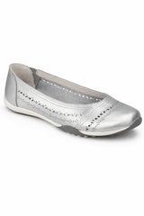 Leather Perforated Comfort Ballet Flat with Cushioned Insole