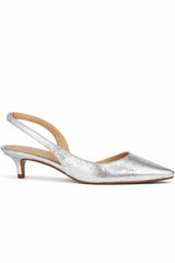 Pointed Toe Slingback Kitten Heel Court Shoe