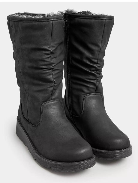 Mid Calf Faux Fur Lined Boots