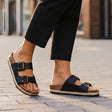 Adjustable Buckle Footbed Sandals with Cushioned Cork Sole
