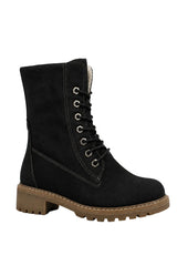 Women Lace-Up Ankle Boots Black