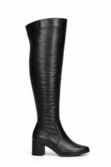 Extra Wide Fit Over The Knee Block Heel Stretch Boot