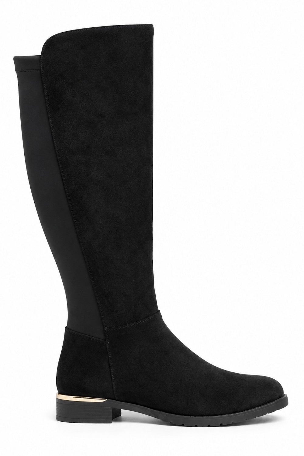 Over The Knee Stretch Boot with Low Heel and Flexible Sole
