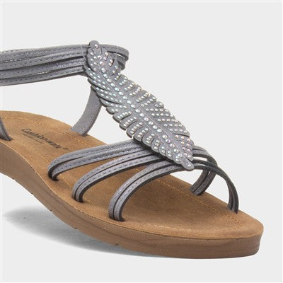 Cushion Walk Womens Kourtney Leaf Sandal - Silver