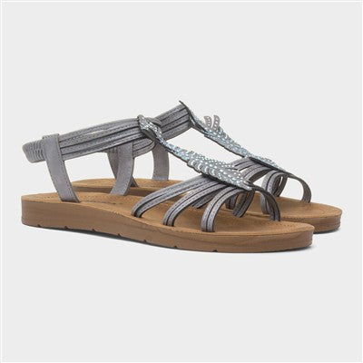 Cushion Walk Womens Kourtney Leaf Sandal - Silver