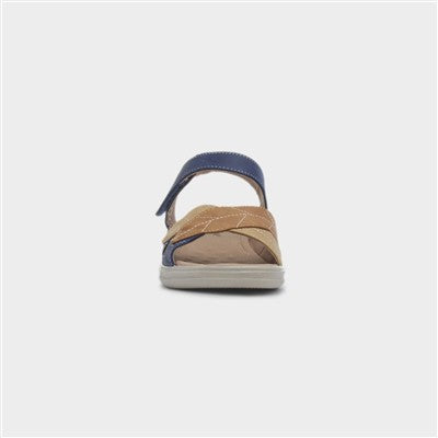 Cushion Walk Womens Leaf Strappy Wedge Sandal - Navy