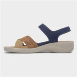 Cushion Walk Womens Leaf Strappy Wedge Sandal - Navy