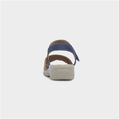 Cushion Walk Womens Leaf Strappy Wedge Sandal - Navy