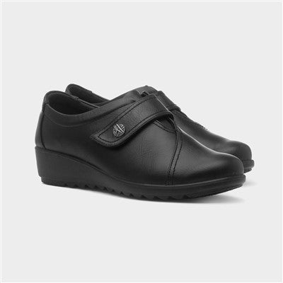 Cushion Walk Mia Womens Easy Fasten Shoe - Black