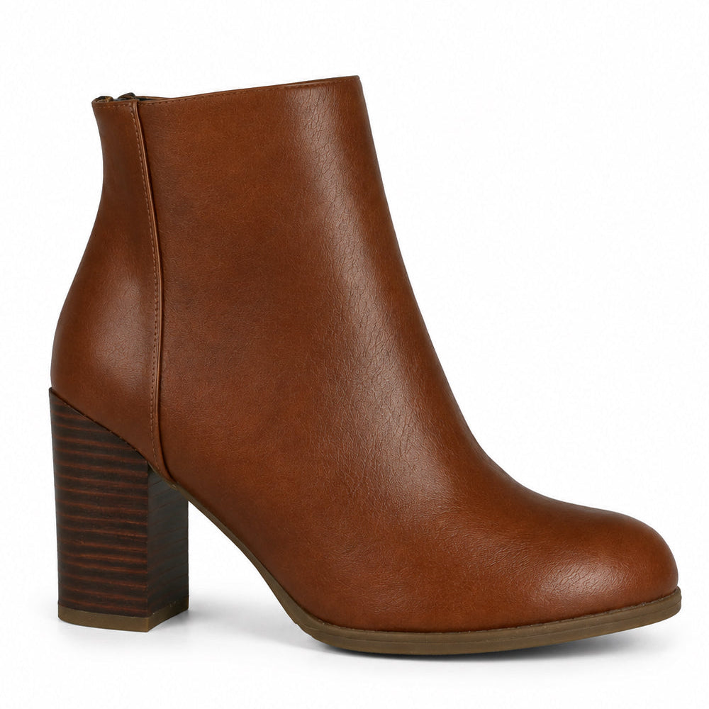 Women Block Heel Ankle Boots – Classic Faux Leather