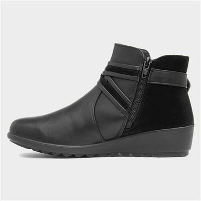 Cushion Walk Womens Norma Wedge Ankle Boot - Black