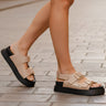 Chunky Strap Sandal with Gold Buckle Detail