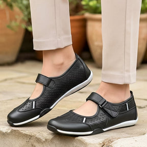 Leather Touch Fastening Perforated Comfort Shoe